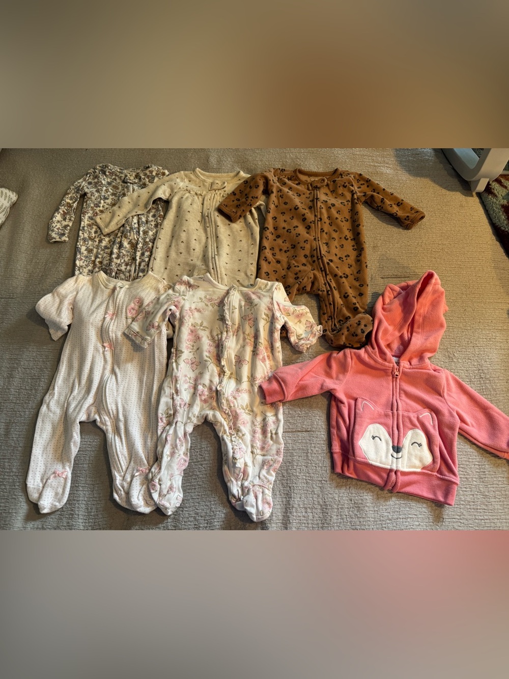 Carter's Mixed Baby Footies Bundle — Pink, White, Cream, Brown